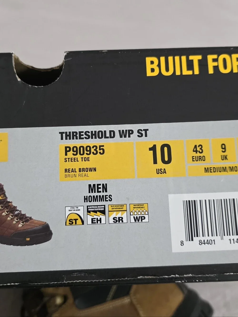 NEW IN BOX CAT Mens Threshold WP ST Work Boots Steel Toe Waterproof 10